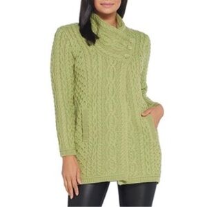 Aran Crafts Ireland CableKnit Button Cardigan Coat, SzS